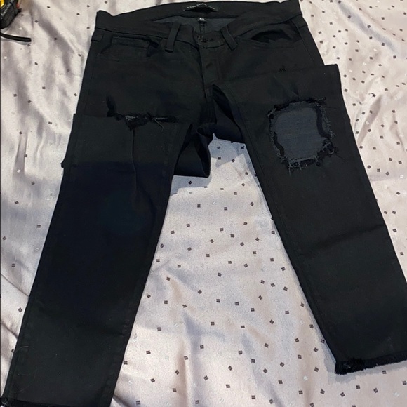 50% today only!! Flying Monkey Jeans L8387 Holes Crop Skinny - Picture 2 of 7